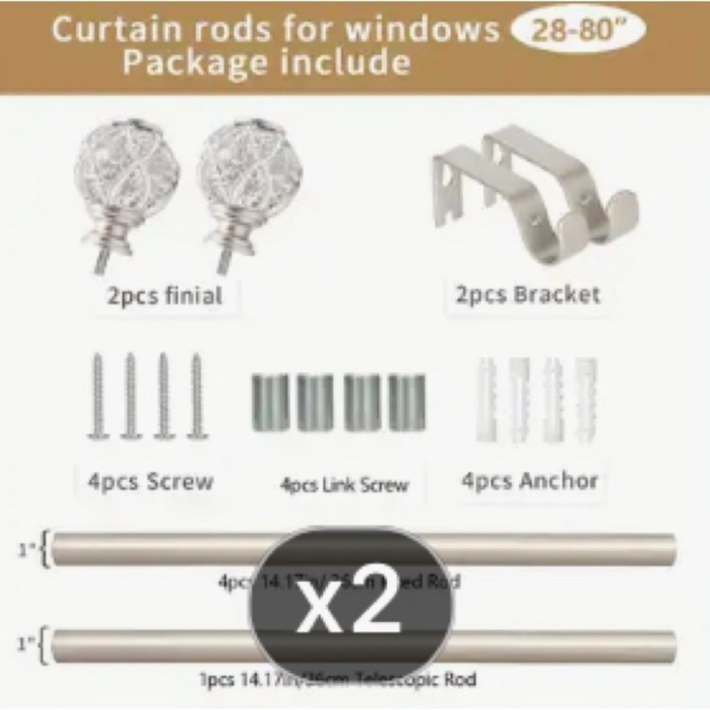 Unlisted Silver Curtain Accents with Ornate Finials